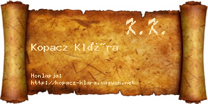 Kopacz Klára névjegykártya